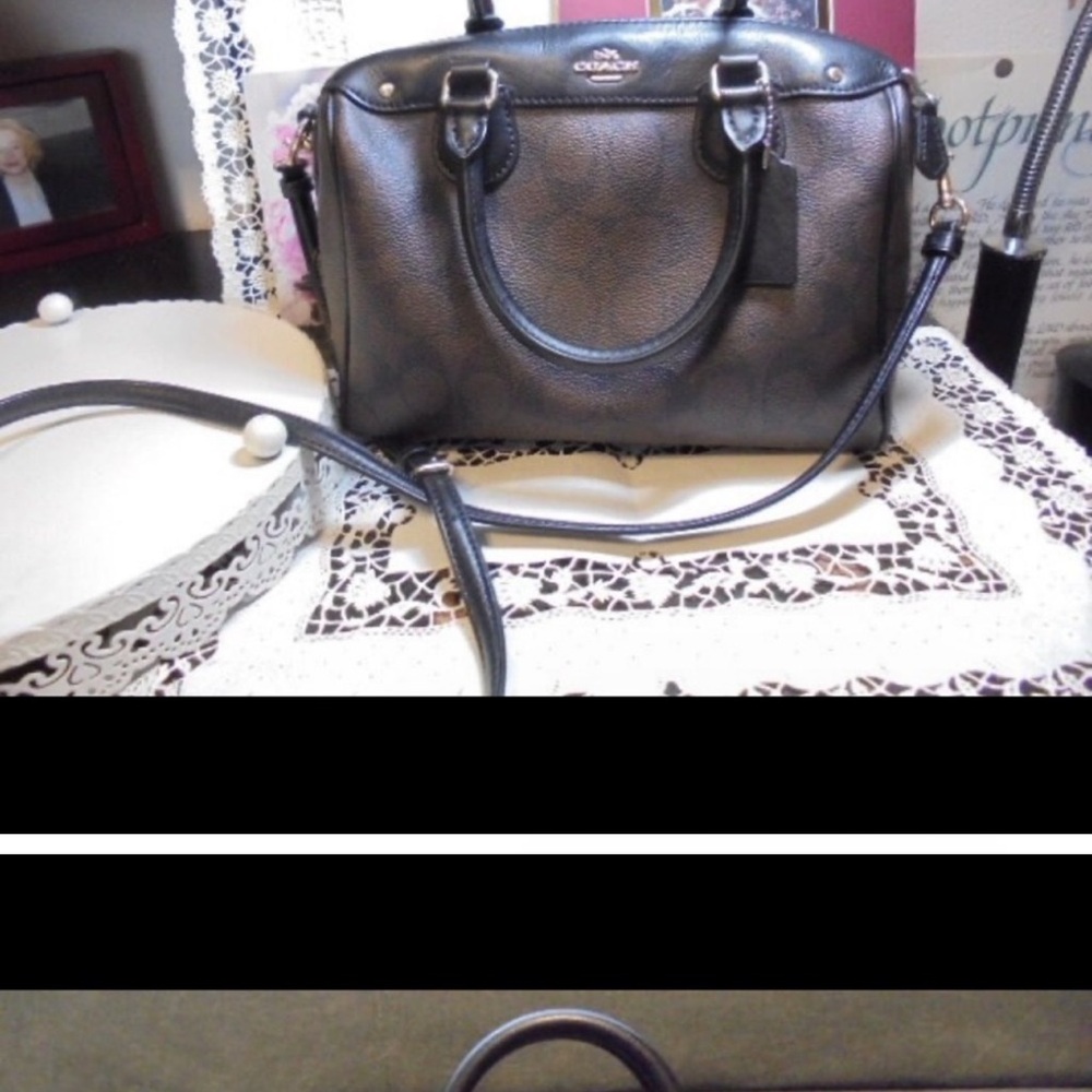 Coach Black Leather Satchel with Detachable Strap
